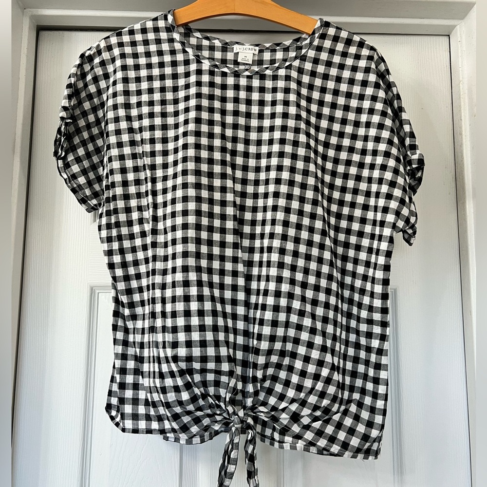 J Crew Gingham Print Blouse